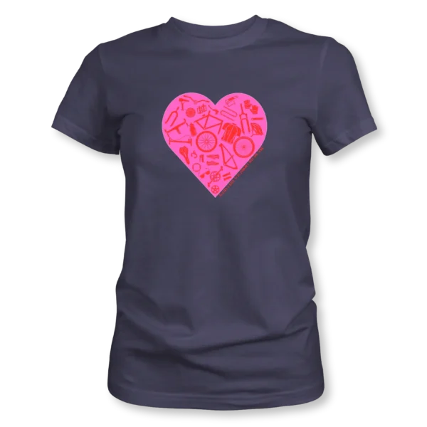 Bike Sweetheart Ladies Cycling T-Shirt Navy - BikeMessenger