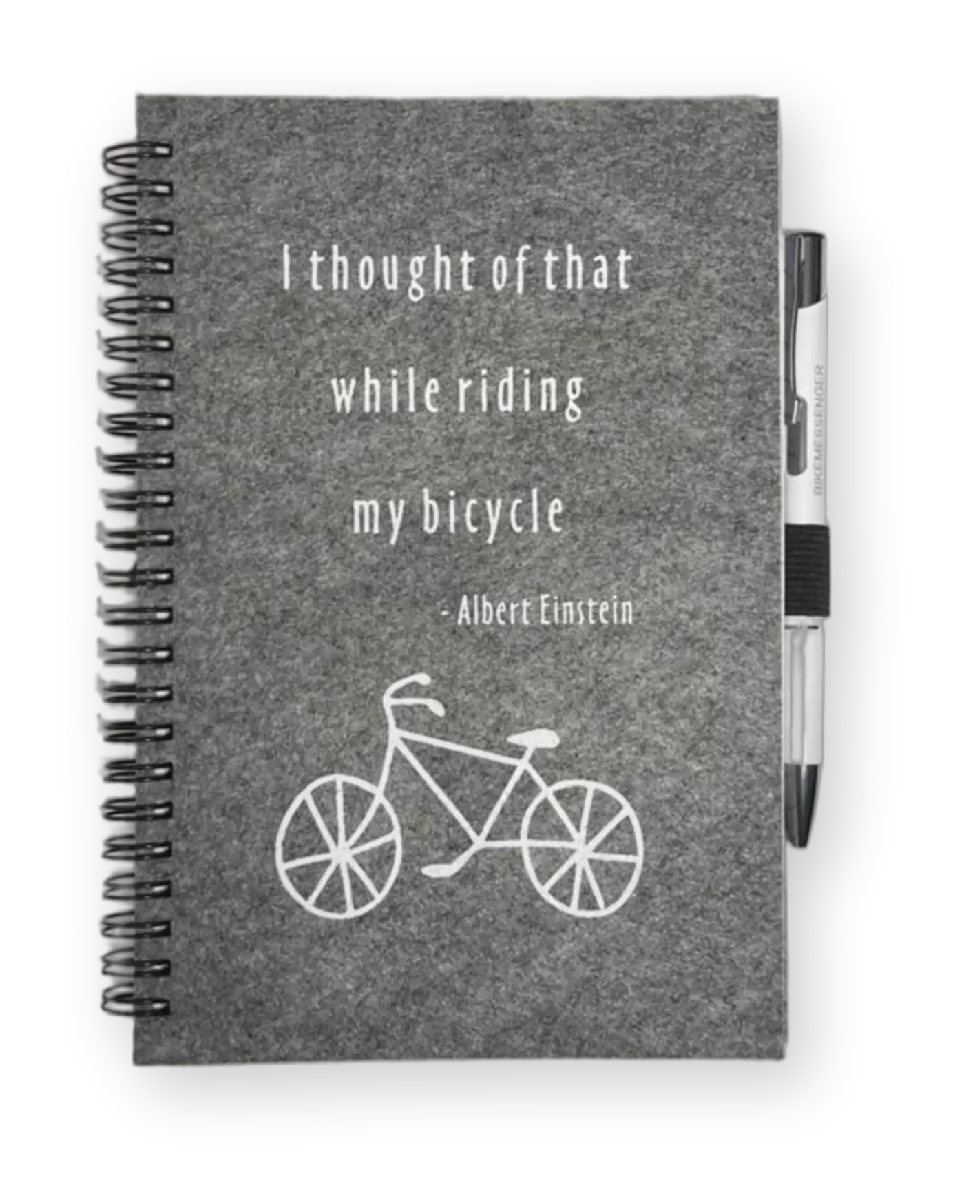 Albert Einstein cycling notebook with pen front cover